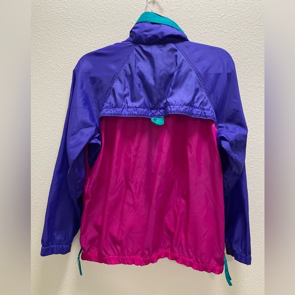 Vintage Columbia Women's Windbreaker Jacket Tuck-Away Hood Zipper Pocket Medium - Picture 2 of 10